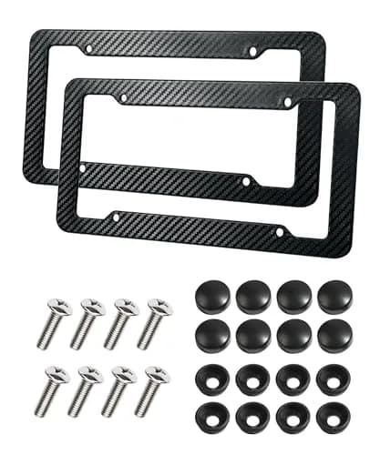 SCUARI Carbon Fiber License Plate Frames (2-Pack, 12.2" x 6.3" / 31cm x 16cm) | Universal Fit for US & Canadian Plates thumbnail 1