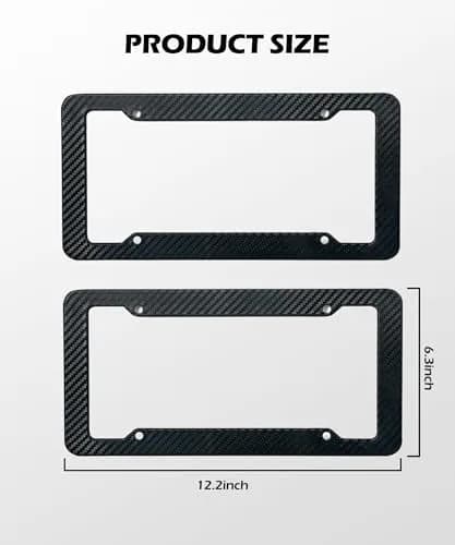 SCUARI Carbon Fiber License Plate Frames (2-Pack, 12.2" x 6.3" / 31cm x 16cm) | Universal Fit for US & Canadian Plates thumbnail 4
