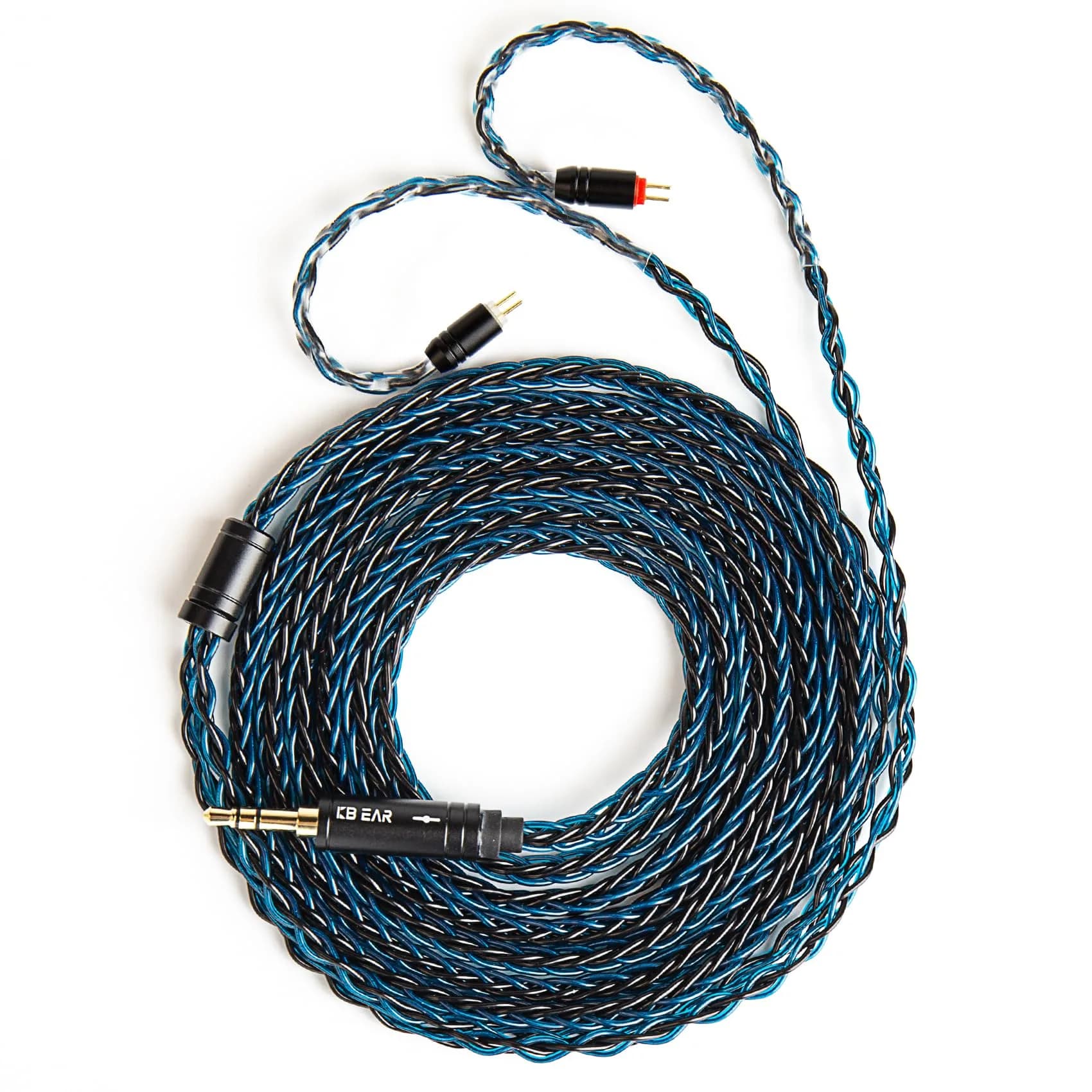 H HIFIHEAR 2M Long Recessed 2Pin IEM Cable | Silver-plated 8 Core OFC for KZ ZS10 PRO/ZSN PRO X — Blue-Black