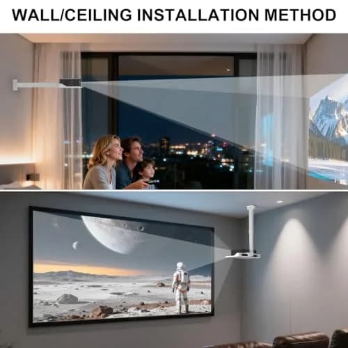 WALI Projector Ceiling Mount Tray, Height Adjustable Wall Mount Holder for Projectors, Hidden Cable Management, Fits Projectors up to 22lbs, 13.7" x 8.6" Platform, White (PM-005-W) thumbnail 5
