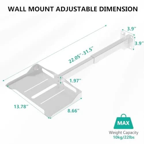 WALI Projector Ceiling Mount Tray, Height Adjustable Wall Mount Holder for Projectors, Hidden Cable Management, Fits Projectors up to 22lbs, 13.7" x 8.6" Platform, White (PM-005-W) thumbnail 8