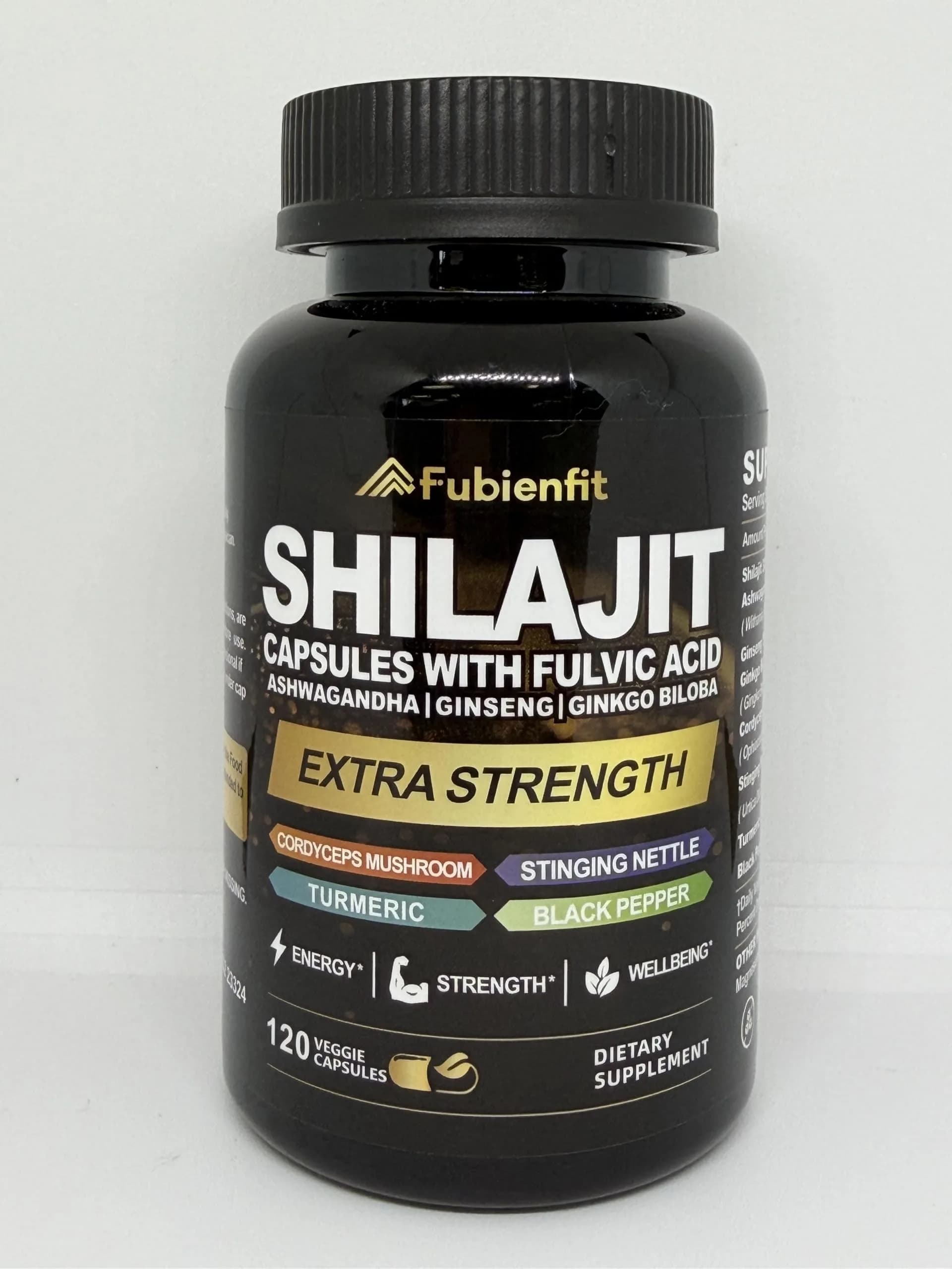 Fubienfit Shilajit Supplement with Ashwagandha Extract, 120 Capsule | Himalayan Fulvic Acid & Ginseng for Daily Support