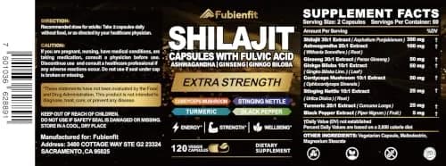 Fubienfit Shilajit Supplement with Ashwagandha Extract, 120 Capsule | Himalayan Fulvic Acid & Ginseng for Daily Support thumbnail 6