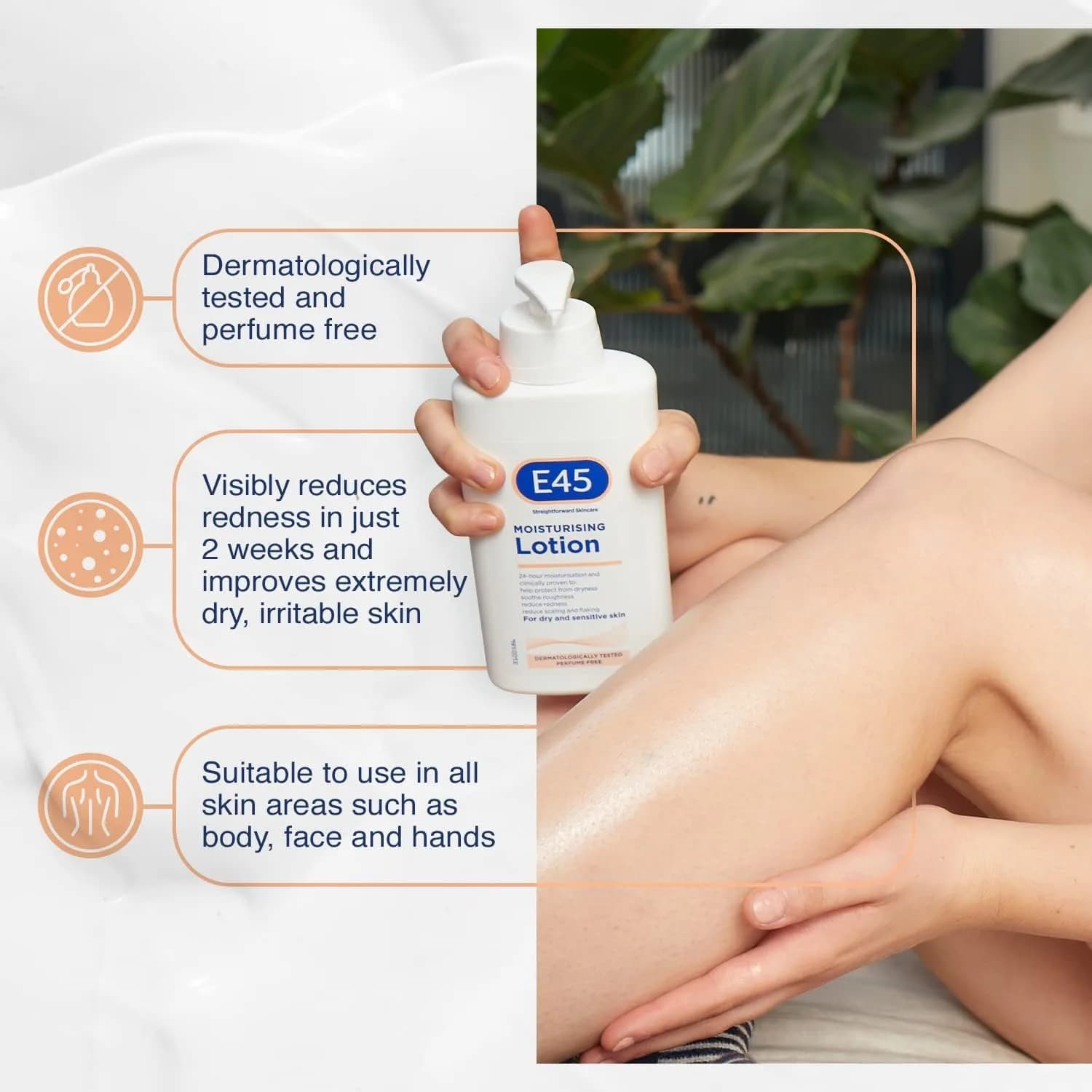 E45 Dermatological Moisturising Lotion 1000 ml (33.8 Fl Oz) | Clinically Tested for Dry, Sensitive Skin - view 3