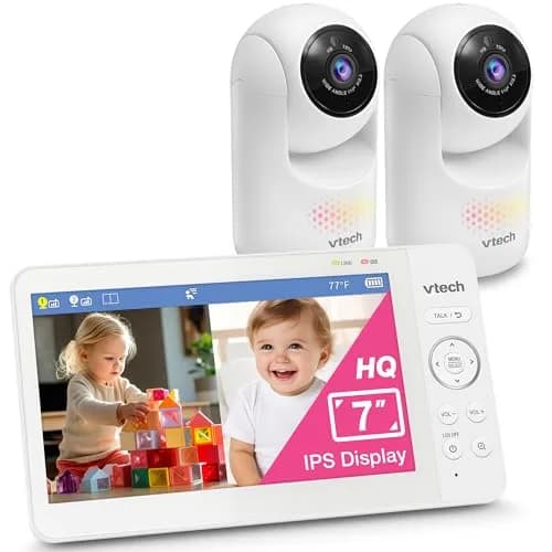 VTech Advanced HQ Max Twin Baby Monitor with 2 Cameras, 7" IPS Split Screen, 5000mAh Battery, 360° PTZ, 4X Zoom, Night Vision | No WiFi Needed thumbnail 1