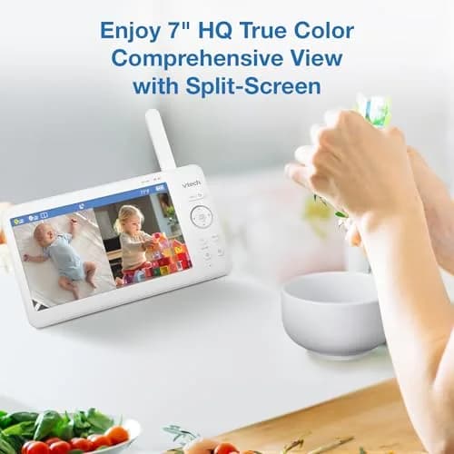 VTech Advanced HQ Max Twin Baby Monitor with 2 Cameras, 7" IPS Split Screen, 5000mAh Battery, 360° PTZ, 4X Zoom, Night Vision | No WiFi Needed thumbnail 3