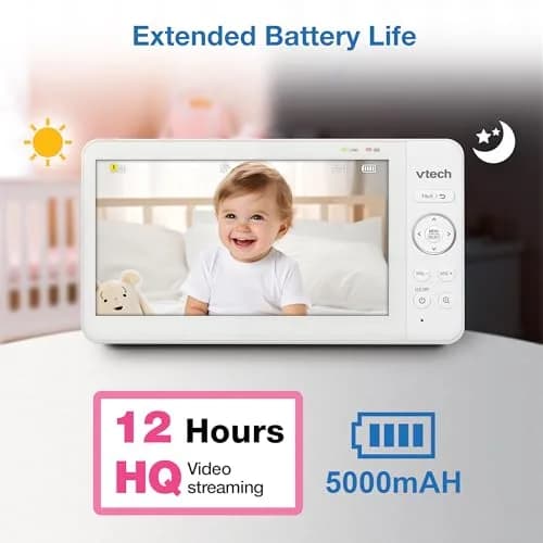 VTech Advanced HQ Max Baby Monitor No WiFi, 7" IPS Screen, 5000mAh Battery | Secure FHSS Connection thumbnail 6