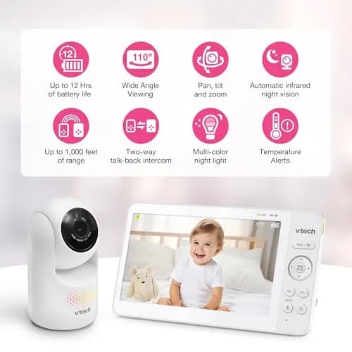VTech Advanced HQ Max Baby Monitor No WiFi, 7" IPS Screen, 5000mAh Battery | Secure FHSS Connection thumbnail 2