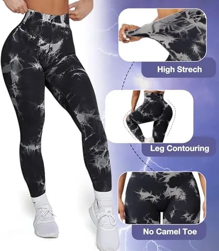 JGS1996 Tie Dye Scrunch Butt Leggings for Women High Waist Tummy Control | Booty Sculpting Workout Tight (70-120 chars) thumbnail 5