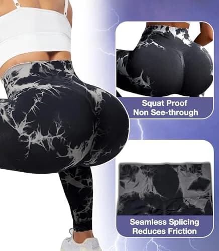 JGS1996 Tie Dye Scrunch Butt Leggings for Women High Waist Tummy Control | Booty Sculpting Workout Tight (70-120 chars) thumbnail 3