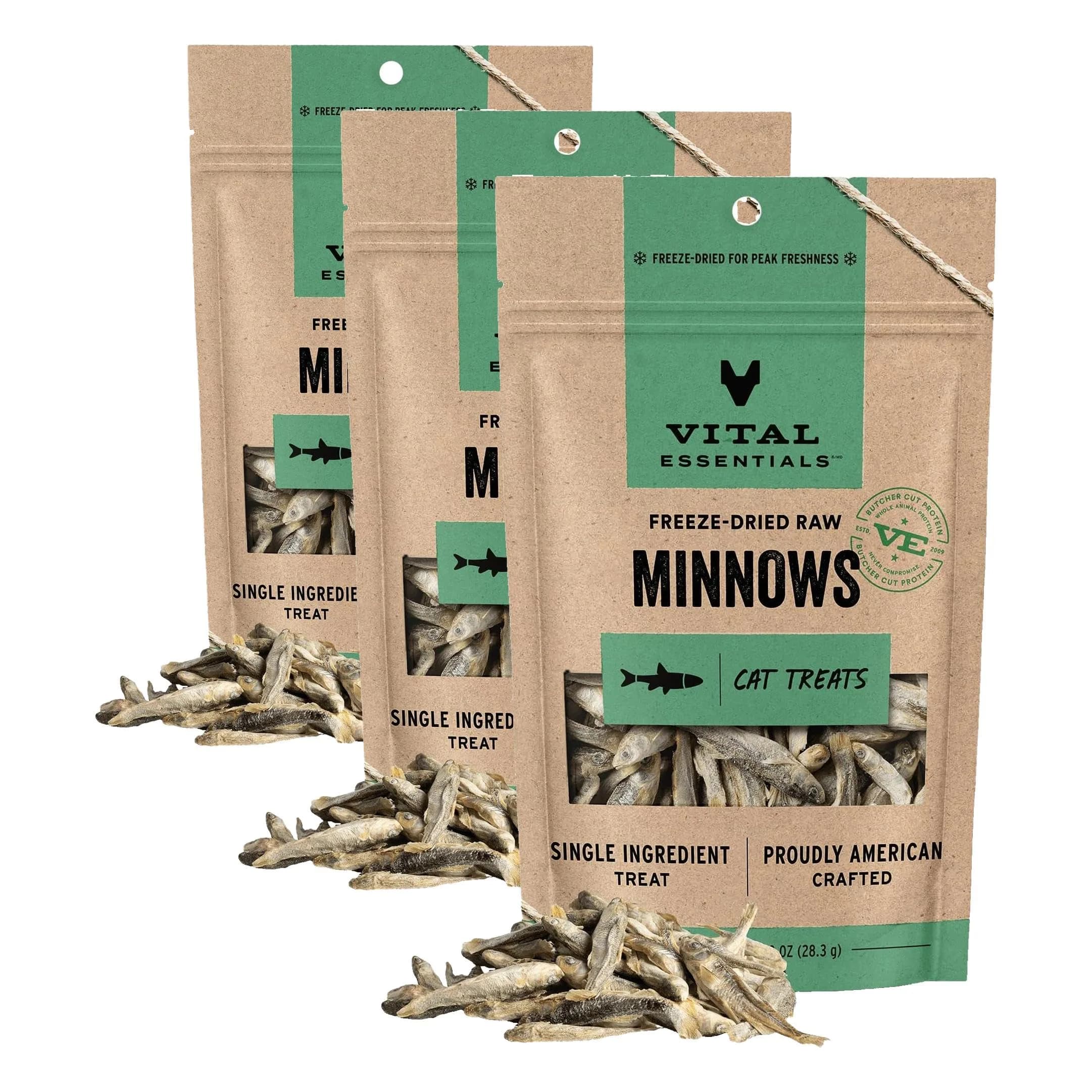 Vital Essentials Freeze Dried Minnows Cat Treats 1 oz (3 oz Total) | Single Ingredient Protein Boost - main product image