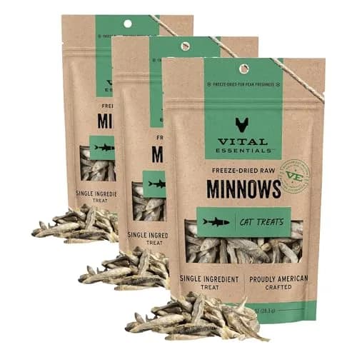 Vital Essentials Freeze Dried Minnows Cat Treats 1 oz (3 oz Total) | Single Ingredient Protein Boost thumbnail 1