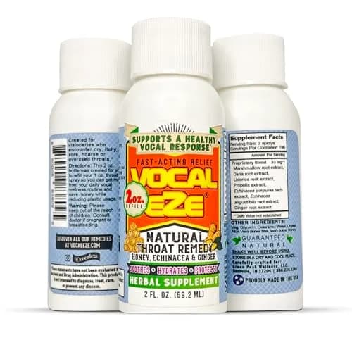 Vocal Eze Natural 2 Fl Oz (Pack of 1) Throat Spray | Artist-Endorsed Herbal Remedy for Sore, Hoarse, Dry Throats thumbnail 1
