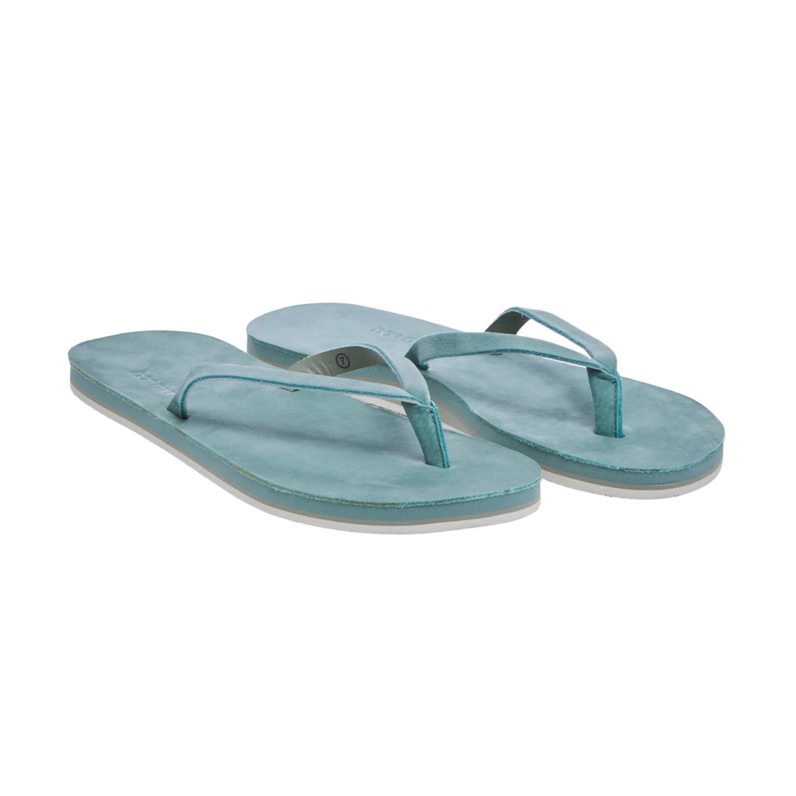 Hari Mari Meadows Women's Classic Leather Flip Flops Size 9 Sage | All-Day Comfort & Style