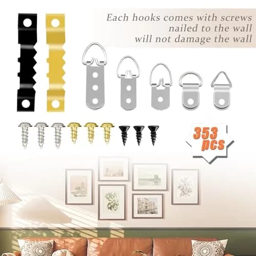 Dianrui 353PCS Picture Hanging Kit with Screws & Level | Stainless Steel Hardware Assortment thumbnail 5