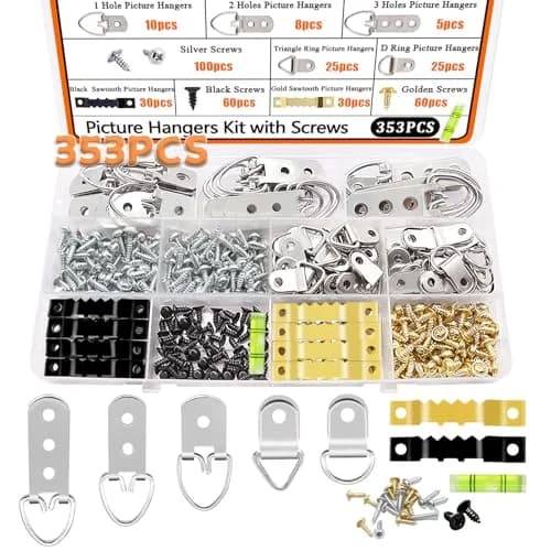 Dianrui 353PCS Picture Hanging Kit with Screws & Level | Stainless Steel Hardware Assortment thumbnail 1