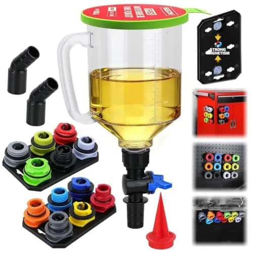 SEDY 18-Piece Engine Oil Funnel Kit 1.59QT (1.5L) | Automotive Oil Funnel Set with 12 Adapters & Magnetic Tray thumbnail 1