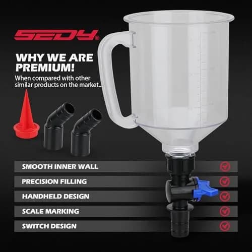 SEDY 18-Piece Engine Oil Funnel Kit 1.59QT (1.5L) | Automotive Oil Funnel Set with 12 Adapters & Magnetic Tray thumbnail 5