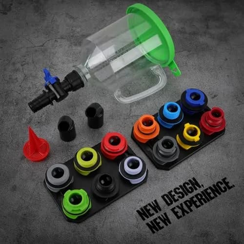 SEDY 18-Piece Engine Oil Funnel Kit 1.59QT (1.5L) | Automotive Oil Funnel Set with 12 Adapters & Magnetic Tray thumbnail 6
