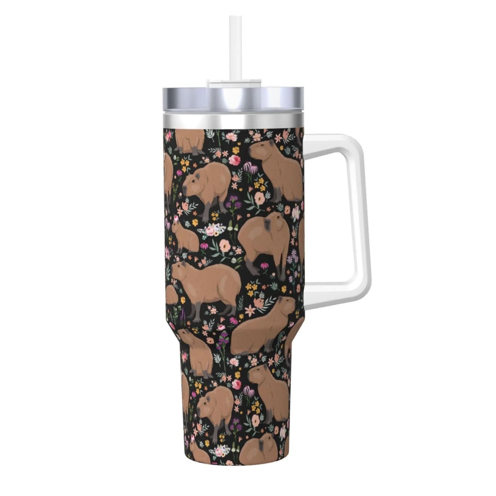 Vasietrng Capybara Tumbler 1183ml (40oz) | Cute Stainless Steel Vacuum Insulated Water Bottle with Handle, Lid & Straw for Girls, Teens, Women, Men — Capybara 3