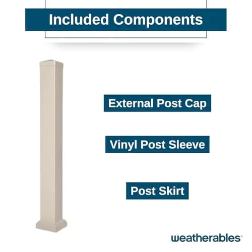 Weatherables Vinyl Railing Posts 54 in. Height Khaki | Vinyl Post Kit for Decking thumbnail 5