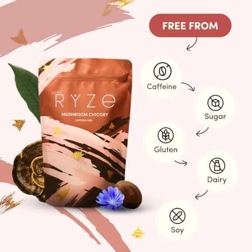 RYZE Organic Mushroom Chicory Decaf Coffee Alternative 6.3 Oz | Caffeine-Free Adaptogenic Superfood thumbnail 6