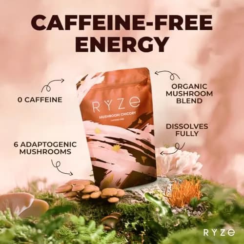 RYZE Organic Mushroom Chicory Decaf Coffee Alternative 6.3 Oz | Caffeine-Free Adaptogenic Superfood thumbnail 2