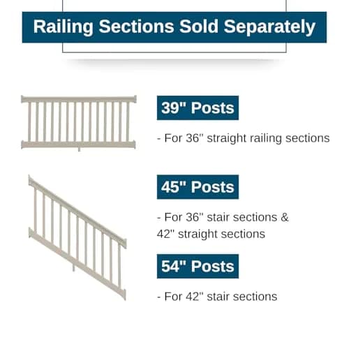 Weatherables Vinyl Railing Posts, Vinyl Post Kit 4 in. x 4 in. x 45 in. (Khaki) | Durable Vinyl Post Kit for Decks thumbnail 6