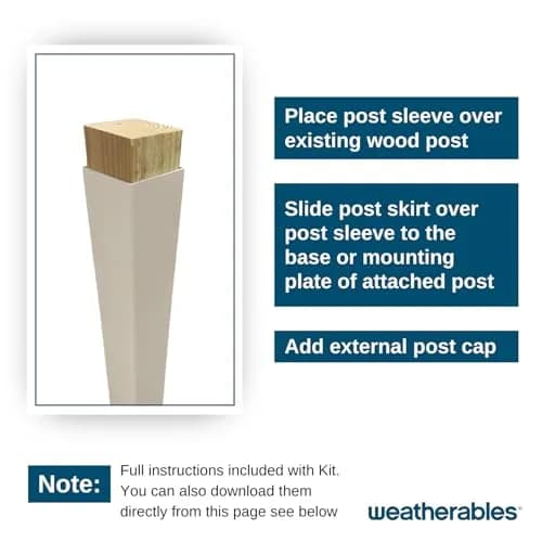 Weatherables Vinyl Railing Posts, Vinyl Post Kit 4 in. x 4 in. x 45 in. (Khaki) | Durable Vinyl Post Kit for Decks thumbnail 2