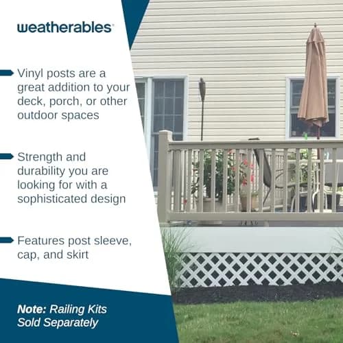 Weatherables Vinyl Railing Posts, Vinyl Post Kit 4 in. x 4 in. x 45 in. (Khaki) | Durable Vinyl Post Kit for Decks thumbnail 3