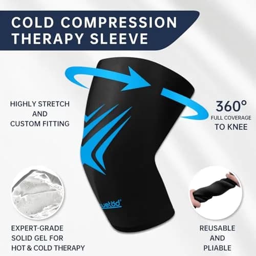 ZNÖCUETÖD Knee Ice Pack Wrap Extended Compression Sleeve 27cm (10.6 inch) | Reusable Gel Cold Therapy for Pain Relief thumbnail 2