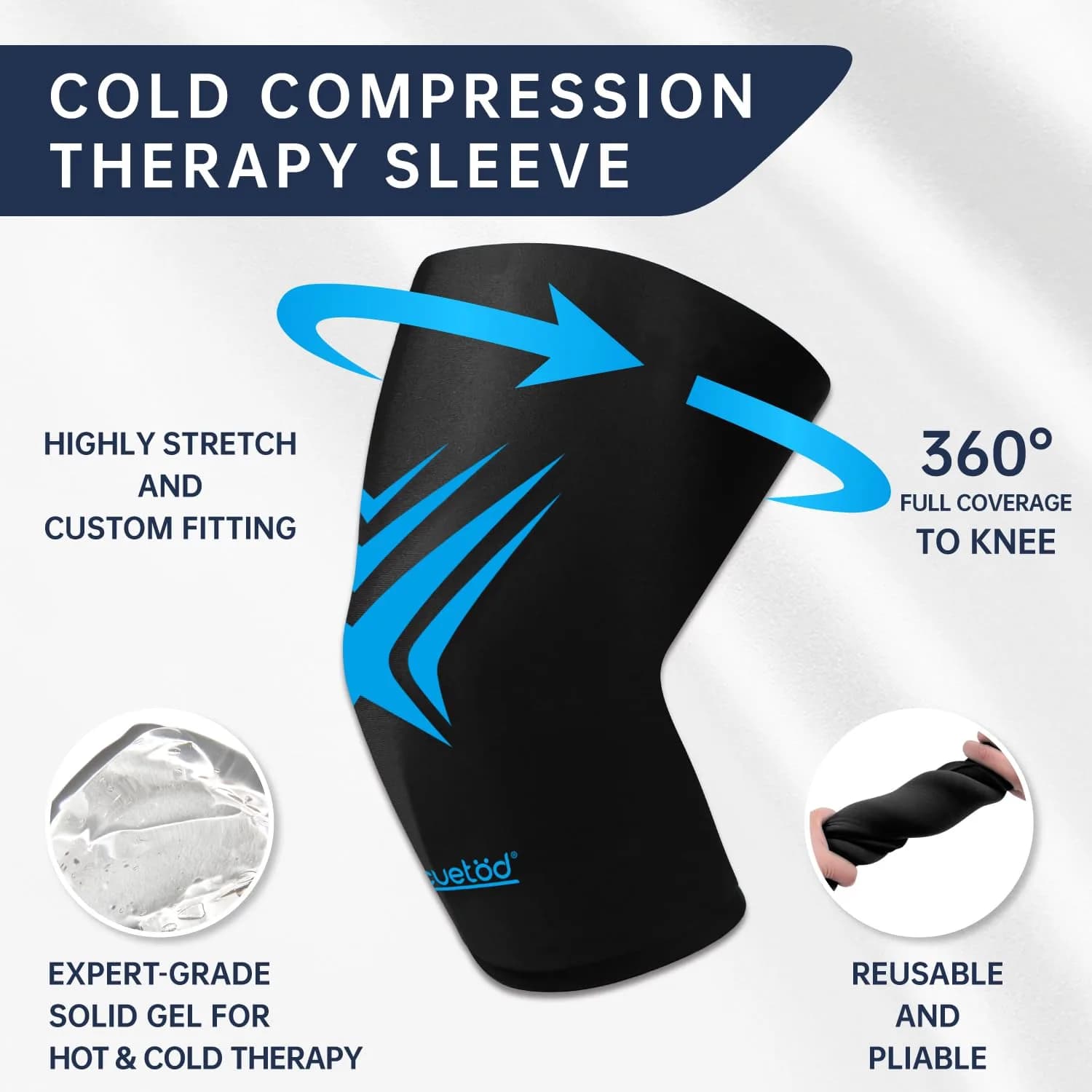 ZNÖCUETÖD Knee Ice Pack Wrap Extended Compression Sleeve 27cm (10.6 inch) | Reusable Gel Cold Therapy for Pain Relief - view 2