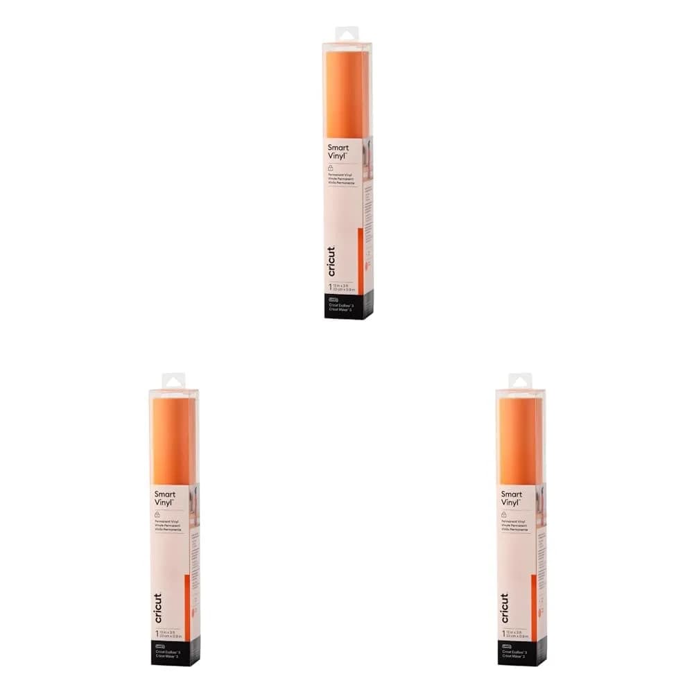 Cricut Smart Permanent Vinyl, Orange - 3-Pack of 3ft Rolls (33cm x 0.9m) | Matless Cutting for Maker 3 & Explore 3 - main product image
