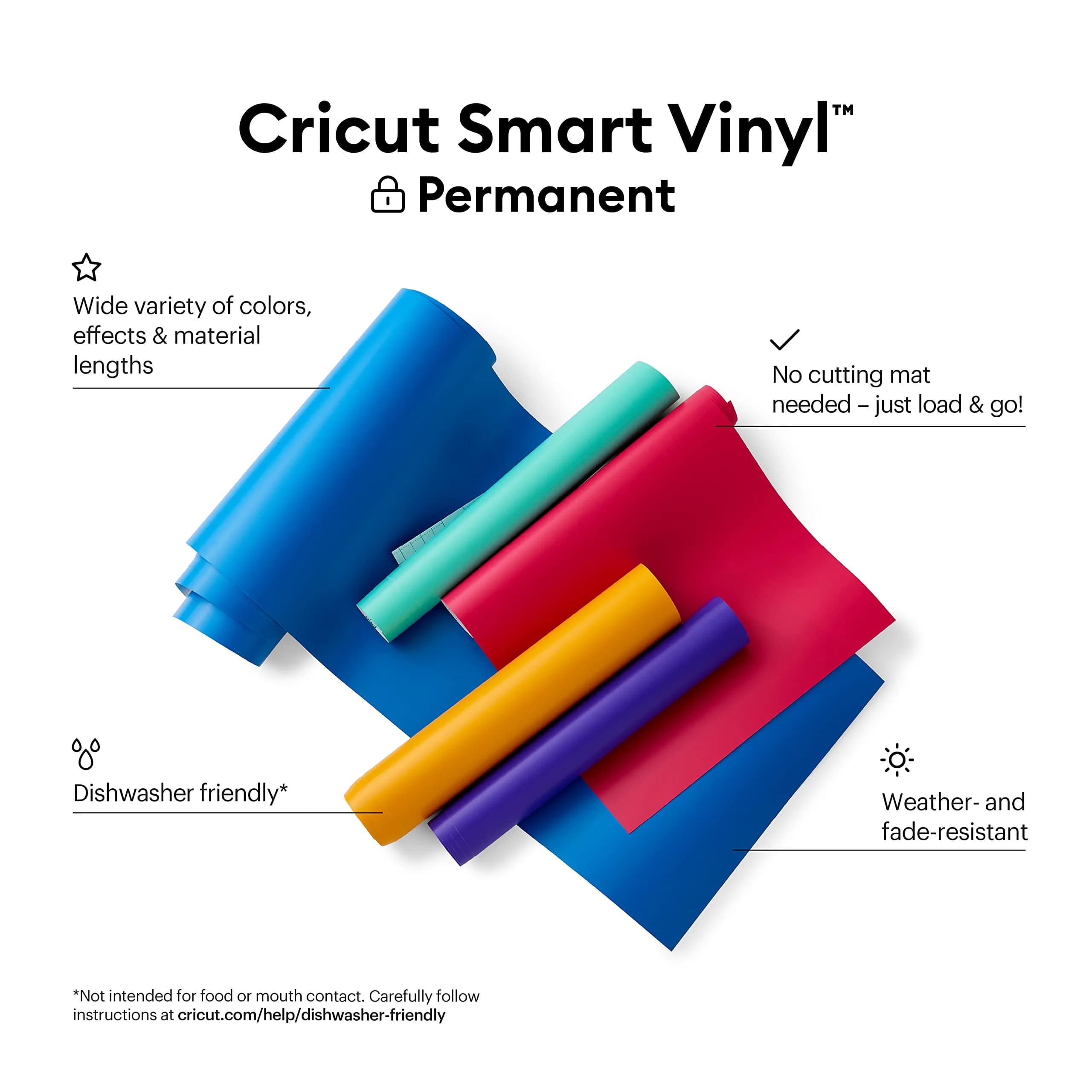 Cricut Smart Permanent Vinyl, Orange - 3-Pack of 3ft Rolls (33cm x 0.9m) | Matless Cutting for Maker 3 & Explore 3 - view 2