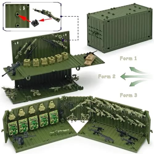 ALEYOOTECHE Modern Military Weapon Pack 220PCS | Army Swat Team Building Bricks for Kids 9+ | Green Plastic thumbnail 7
