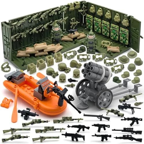ALEYOOTECHE Modern Military Weapon Pack 220PCS | Army Swat Team Building Bricks for Kids 9+ | Green Plastic thumbnail 2