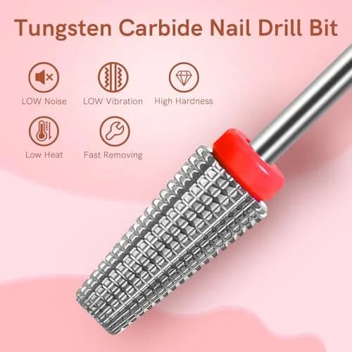 SQULIGT 5-in-1 Tungsten Carbide Nail Drill Bit Set (Fine Grit) | Professional Efile Bit for Acrylics & Gels thumbnail 5