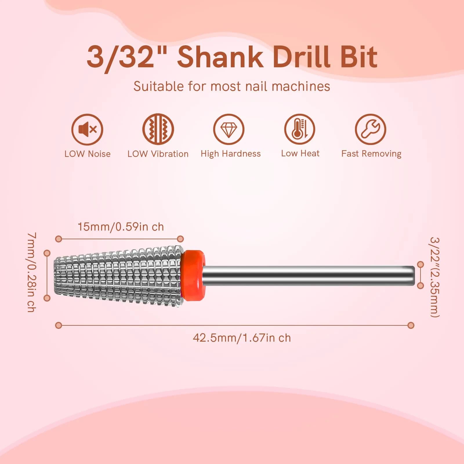SQULIGT 5-in-1 Tungsten Carbide Nail Drill Bit Set (Fine Grit) | Professional Efile Bit for Acrylics & Gels - view 6