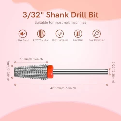 SQULIGT 5-in-1 Tungsten Carbide Nail Drill Bit Set (Fine Grit) | Professional Efile Bit for Acrylics & Gels thumbnail 6