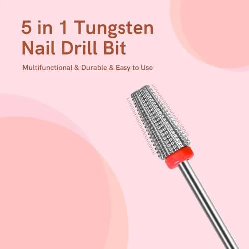 SQULIGT 5-in-1 Tungsten Carbide Nail Drill Bit Set (Fine Grit) | Professional Efile Bit for Acrylics & Gels thumbnail 7