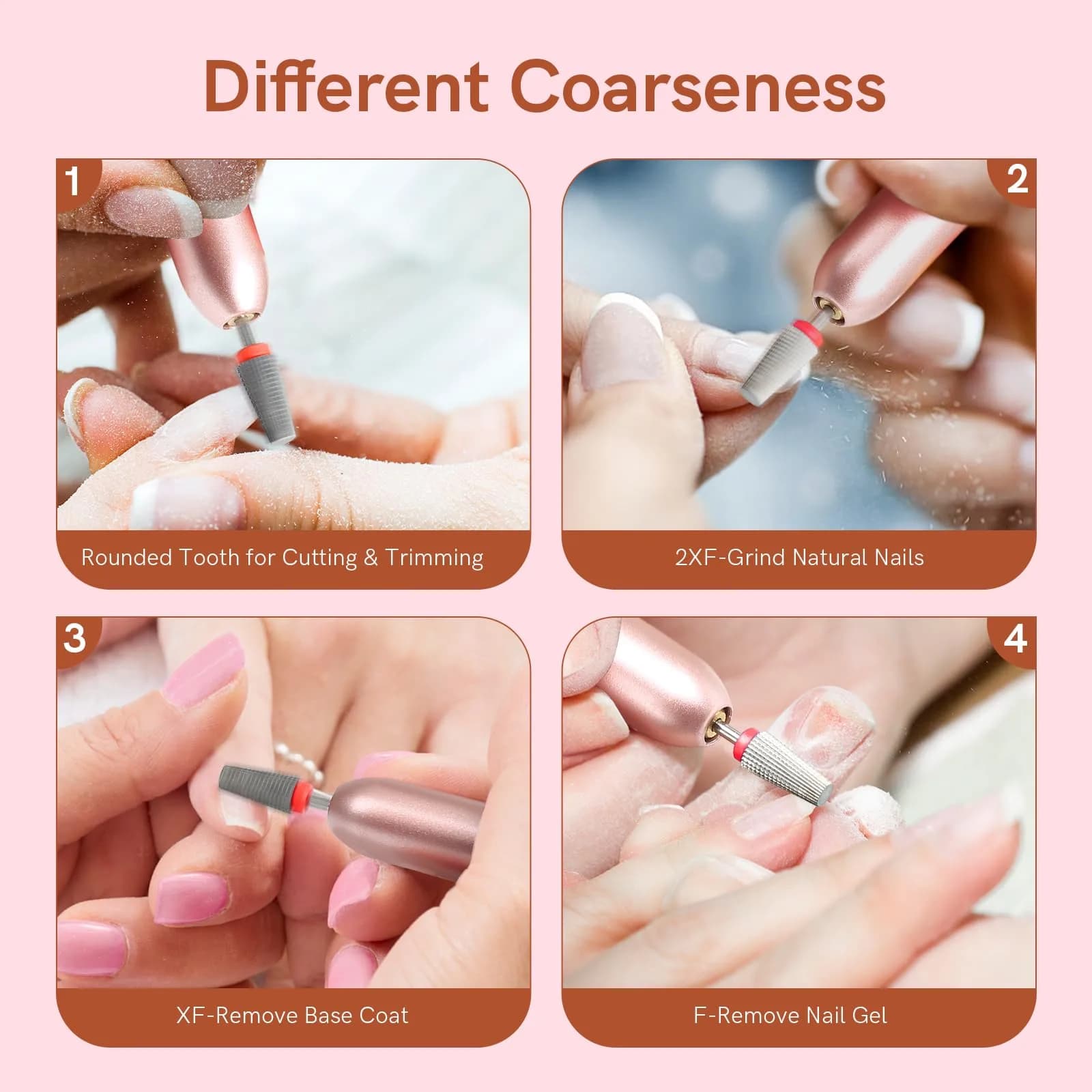 SQULIGT 5 in 1 Fine-F Tungsten Carbide Nail Drill Bit - Silver | Precision Acrylic & Gel Polish Removal - view 3