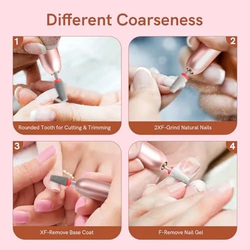 SQULIGT 5-in-1 Tungsten Carbide Nail Drill Bit Set (Fine Grit) | Professional Efile Bit for Acrylics & Gels thumbnail 3