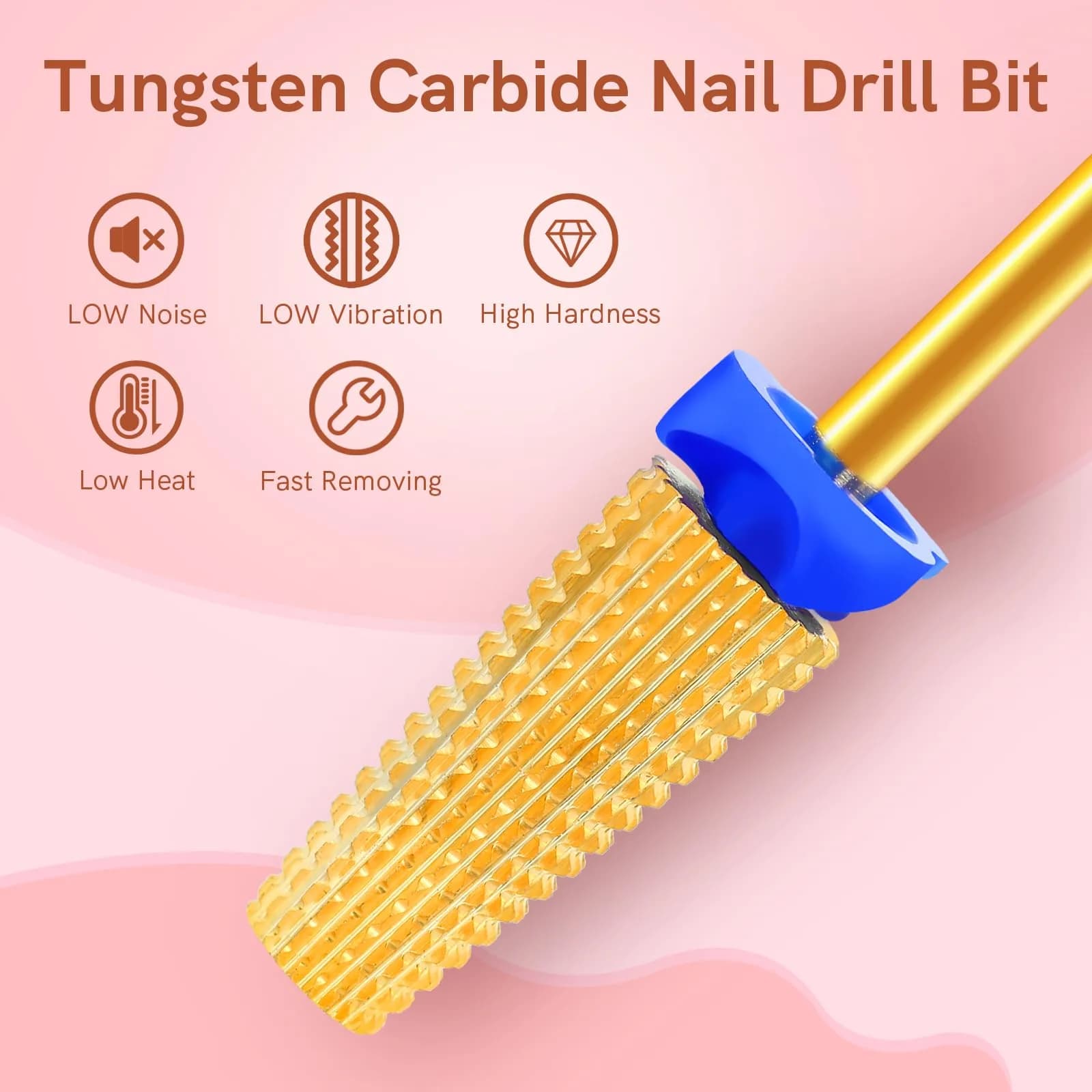 SQULIGT 5 in 1 Tungsten Carbide Nail Drill Bit Medium Golden | Professional Efile Bit for Acrylics & Gels - view 5