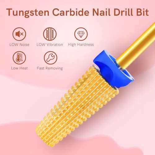 SQULIGT 5 in 1 Tungsten Carbide Nail Drill Bit Medium Golden | Professional Efile Bit for Acrylics & Gels thumbnail 5