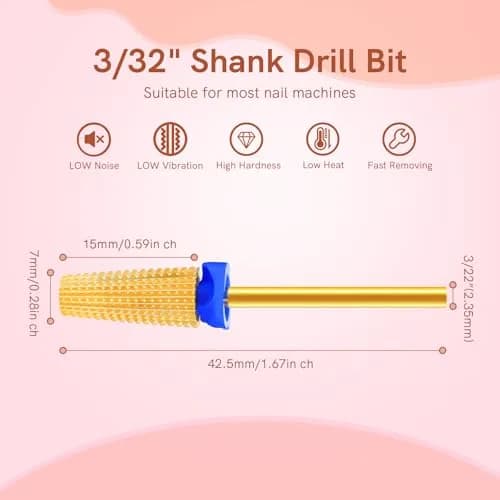 SQULIGT 5 in 1 Tungsten Carbide Nail Drill Bit Medium Golden | Professional Efile Bit for Acrylics & Gels thumbnail 6