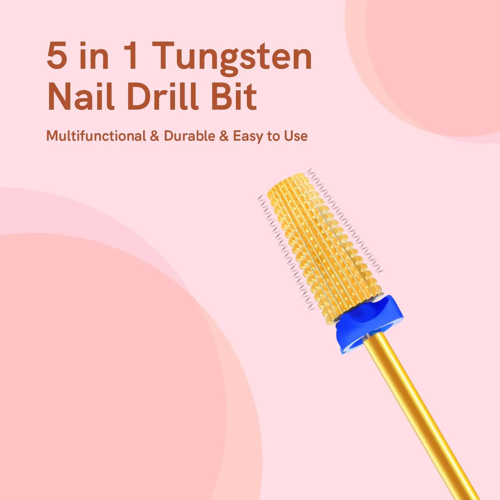 SQULIGT 5 in 1 Tungsten Carbide Nail Drill Bit Medium Golden | Professional Efile Bit for Acrylics & Gels - view 7