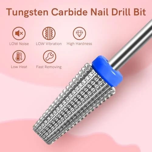 SQULIGT 5 in 1 Tungsten Carbide Nail Drill Bit Medium Silver | Professional Manicure & Pedicure Tool thumbnail 5