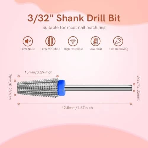 SQULIGT 5 in 1 Tungsten Carbide Nail Drill Bit Medium Silver | Professional Manicure & Pedicure Tool thumbnail 6