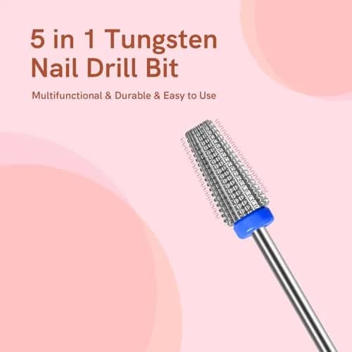 SQULIGT 5 in 1 Tungsten Carbide Nail Drill Bit Medium Silver | Professional Manicure & Pedicure Tool thumbnail 7