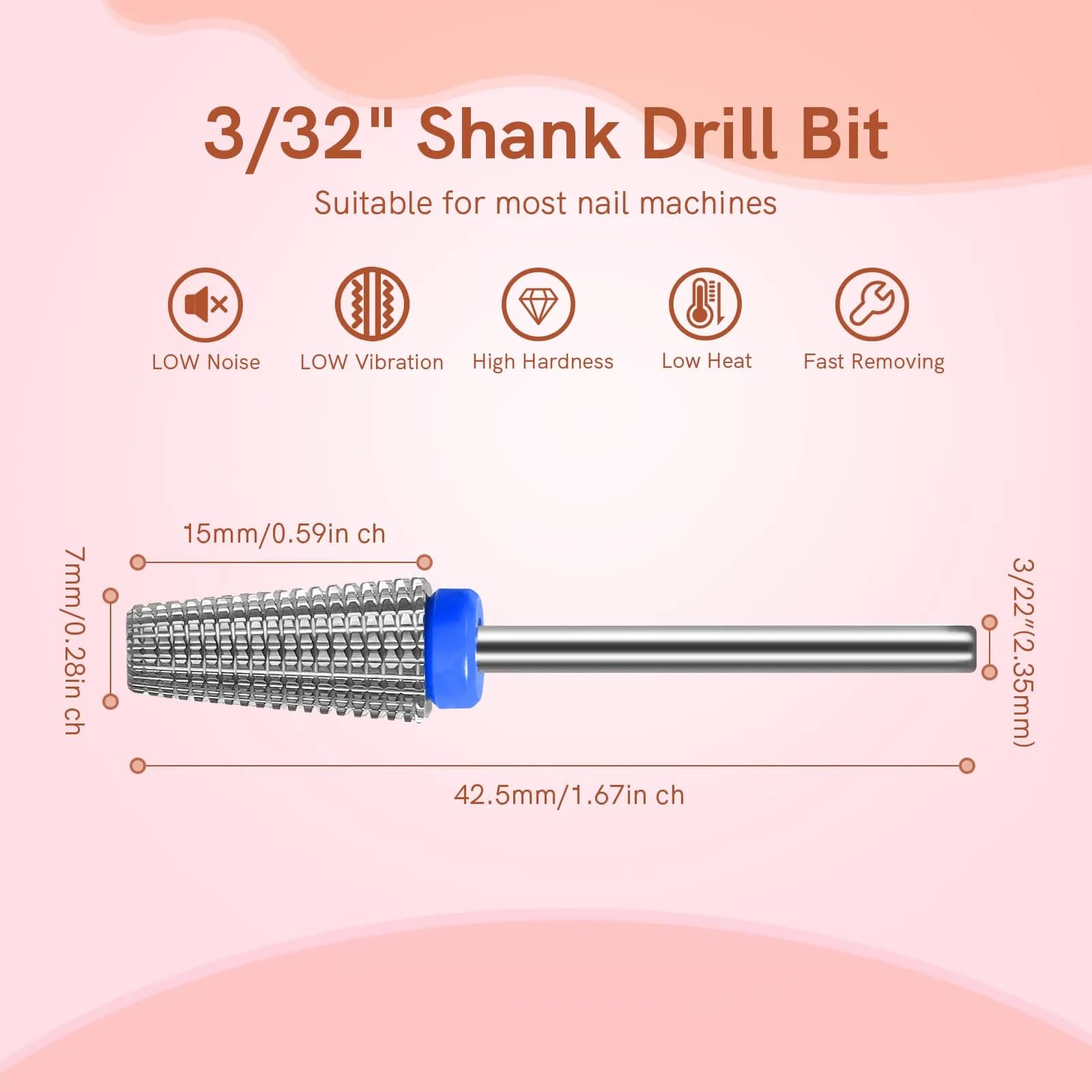 SQULIGT 5 in 1 Tungsten Carbide Nail Drill Bit Medium Grit | Professional Efile Bit for Acrylic Gel Removal - view 6